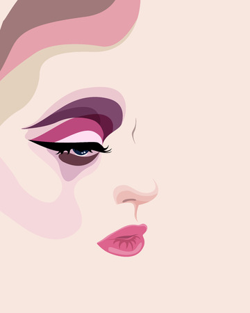 Make up fashion portrait. Abstract colorful woman face. Vector illustration eps10のイラスト素材