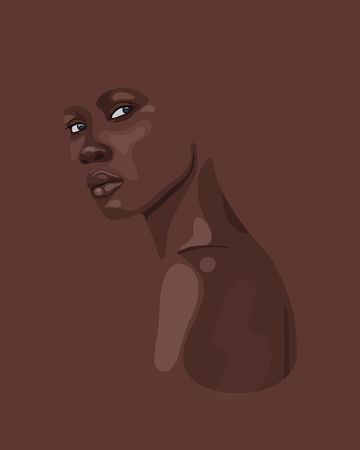 Fashion Portrait of beautiful African woman. Shadow silhouette. Vector illustration eps10のイラスト素材