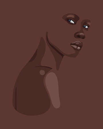 Fashion Portrait of beautiful African woman. Shadow silhouette. Vector illustration eps10のイラスト素材
