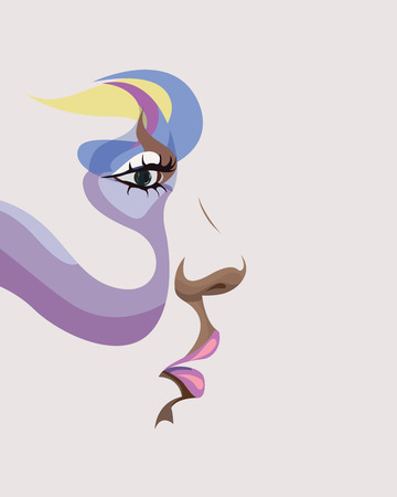 Abstract fashion portrait. Colorful make up. Vector illustration eps 10のイラスト素材