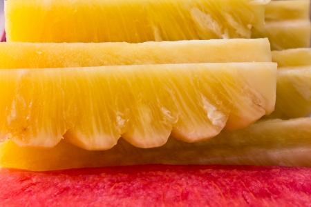 fresh slice pineapple with water melonの写真素材