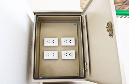 Electric box on the white wal