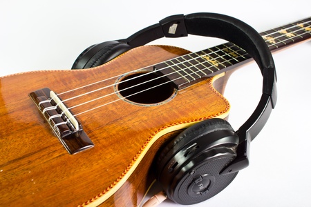 Headphones with ukuleleの写真素材