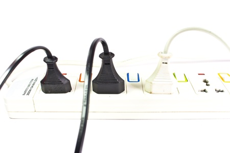 electric outlet with plug isolated on white