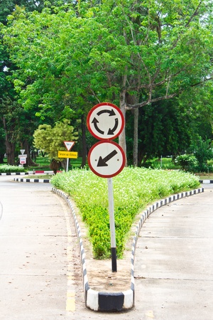 traffic sign in gardenの写真素材