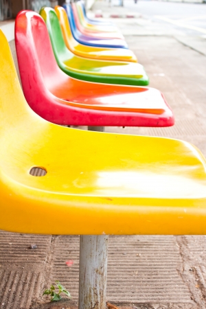 Seat   multiple colors for  the bus stationの写真素材