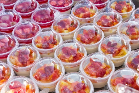 fruits salad on the glass cupの写真素材