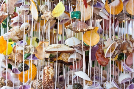 handcraft mobile from shell colorfulの写真素材