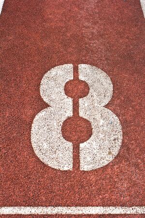 Number eight on running trackの写真素材