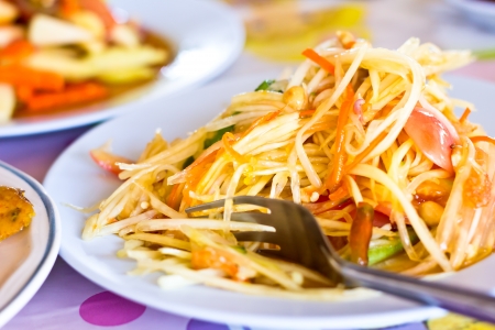 Green Papaya Salad ,Somtum Thai Foodの写真素材