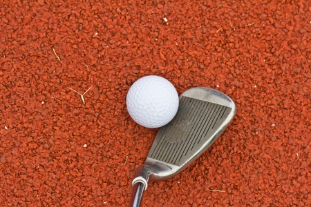 Close up golf ball on  courseの写真素材