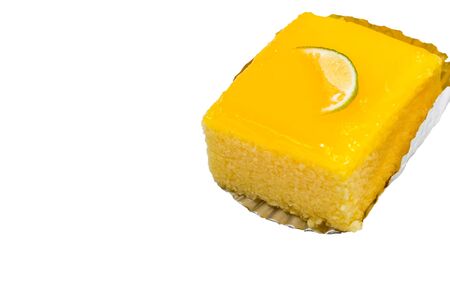 Slice of delicious orange cakeの写真素材