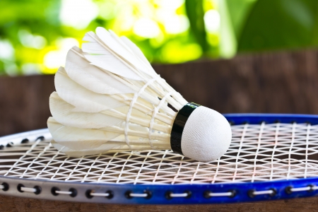 Badminton rackets and shuttlecock isolatedの写真素材
