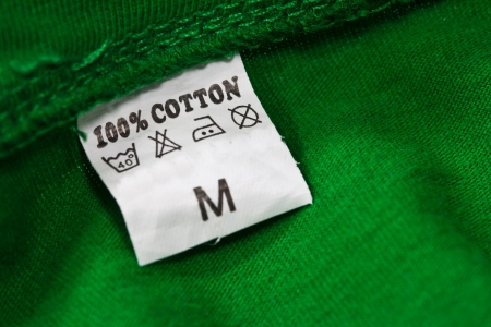 Close up view of the clothing labelの写真素材