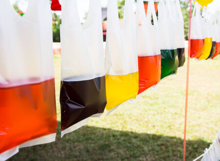 Color water in a plastic bagの写真素材