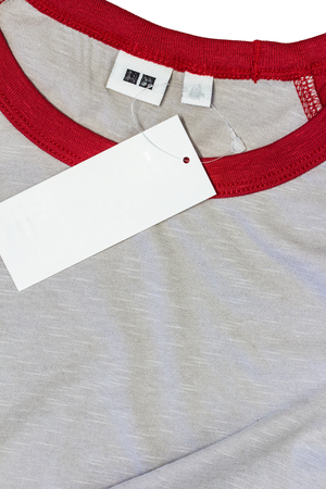 Close up view of the clothing labelの写真素材