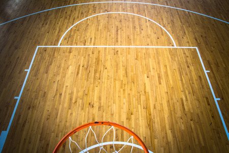 wooden floor basketball court indoorの写真素材