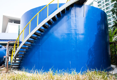 Blue water tankの写真素材