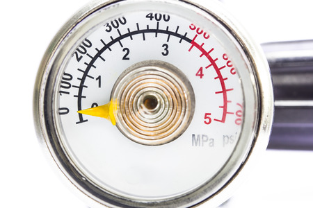 pressure gauge isolated on a white backgroundの写真素材
