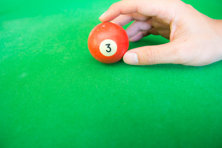 Pool ball on green table old