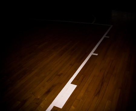 wooden floor basketball court with light effectの写真素材