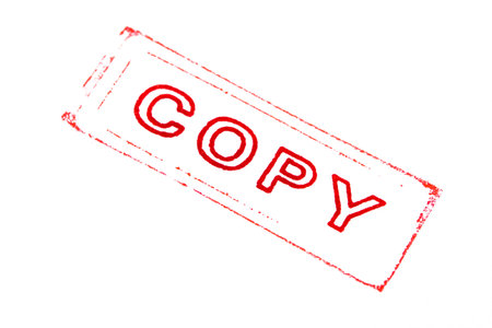 copy stamper printed in redの写真素材