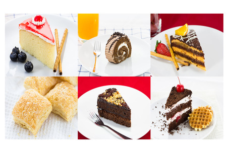 delicious homemade  cake slie and biscuitsの写真素材