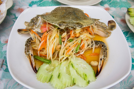 Thai papaya salad  vegetablesの写真素材