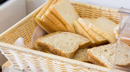 bread in basketの写真素材
