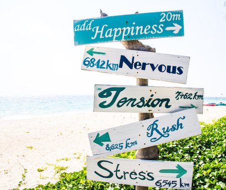 Wooden signboard on the beach