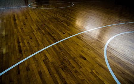 wooden floor basketball courtの写真素材