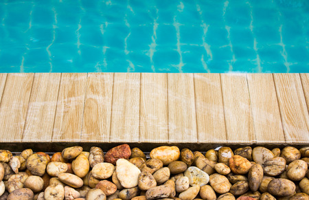 Part of swimming pool with blue waterの写真素材