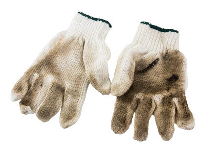 Dirty gloves isolated on a white background.