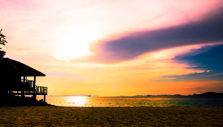 sunset tropical beachの写真素材