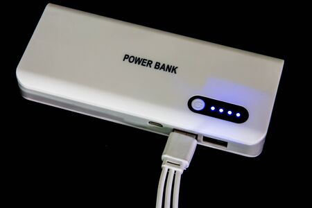 power bank on black backgroundの写真素材