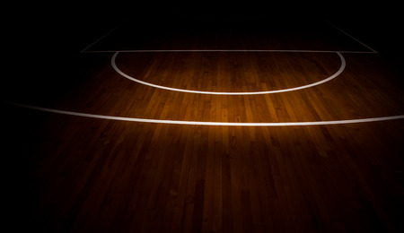 wooden floor basketball courtの写真素材