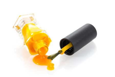 bright nail polishes on whiteの写真素材