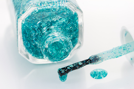 bright nail polishes on whiteの写真素材