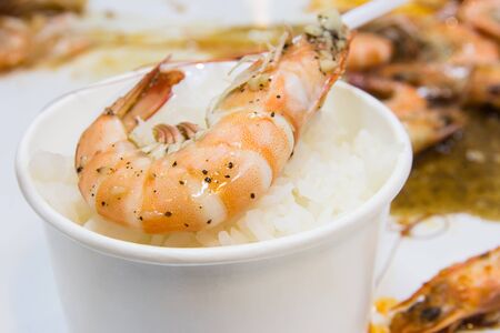 delicious shrimp with riceの写真素材