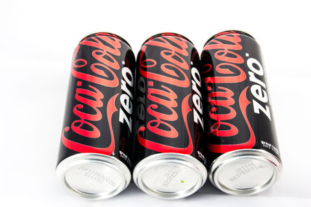 THAILAND - OCTOBER 12, 2015: Coca-Cola Can on White Backgroundのeditorial素材