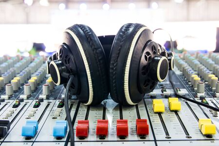 sound music mixer control panel vintage styleの写真素材