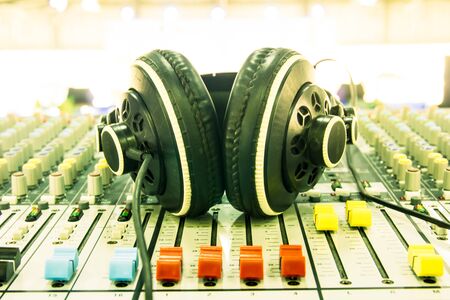sound music mixer control panel vintage styleの写真素材