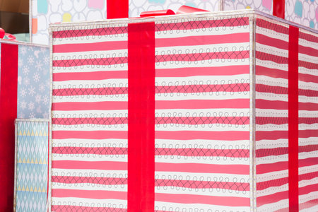 Christmas gift box with decorationの写真素材