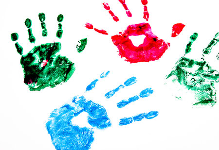 Color Hand Print On White Background