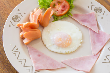 delicious breakfast with sausagesの写真素材