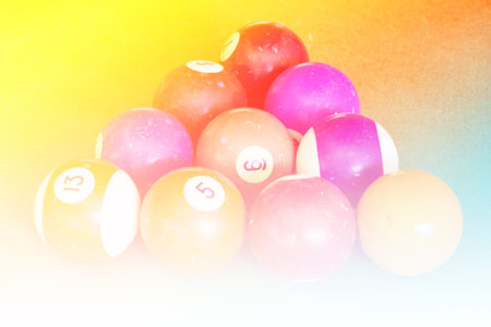 Pool game on green table old