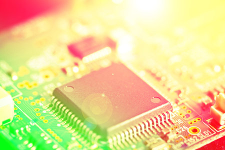Detail of electronic board ,Macro with extremely shallow dof.
