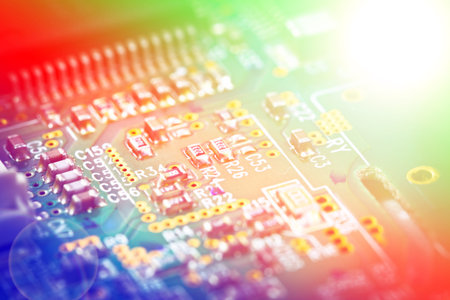 Detail of electronic board ,Macro with extremely shallow dof.