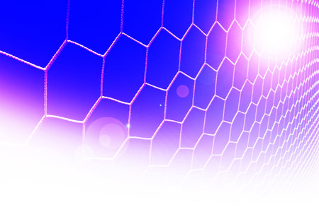 Soccer goal net on blue sky