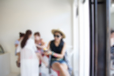 Blur background customer at restaurantの写真素材